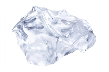 Poster - A single ice cube sitting on a table, perfect for a cold drink or scientific demonstration