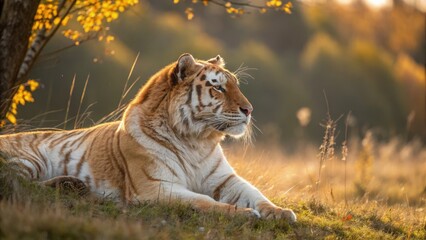 Sticker - Detailed Portrait of a Tiger Resting in Nature. Generative AI