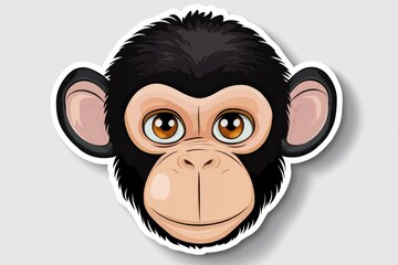 Poster - A sticker with a monkey's face on a white background