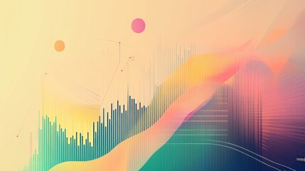 Poster - abstract data visualization with flowing lines and pastel colors, suggesting growth and progress.