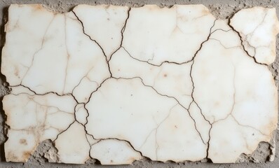 Wall Mural - Cracked white marble tile surface