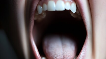 Aufkleber - Intense closeup of a person screaming with mouth wide open showcasing emotion and expressive photography : Generative AI