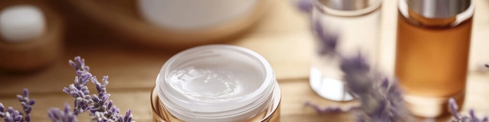 Poster - A close-up shot of a bottle of lotion sitting on a table