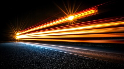 Poster - Night road, car lights trails, dark background, abstract art, stock photo
