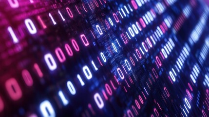 Poster - Abstract digital background with glowing binary code.