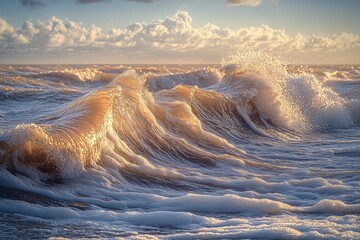Poster - Large ocean waves crashing against the shore