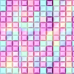 Wall Mural - Pastel Tile Pattern: A vibrant and playful pattern of pastel-colored square tiles, arranged in a grid. Each tile has a unique shade of pink, blue, yellow, and green.