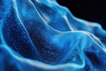 Poster - A close-up view of a blue fabric texture