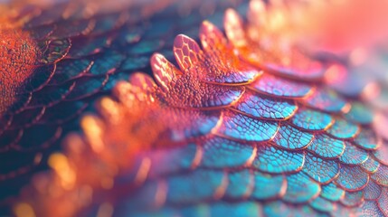 Poster - Vibrant Colorful Scales with Iridescent Texture and Patterns