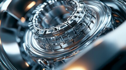Poster - Intricate Metallic Gears with Bright Reflections and Depth Details