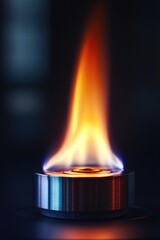 Poster - A close-up view of a metal object with a flame burning brightly