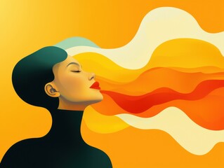 Poster - Emotional expression through colorful art creative studio digital illustration bright environment side view mindfulness concept