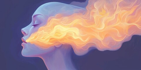 Poster - Ethereal flame portrait of a woman digital artwork surreal environment artistic viewpoint emotional concept