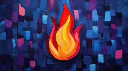 Aufkleber - Vibrant Abstract Illustration of a Flame on a Colorful Background with Blue and Purple Tones
