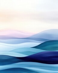 Poster - Serene waves flowing across the horizon abstract landscape art calm environment soft color palette