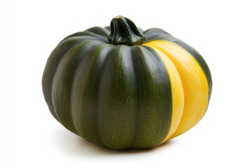 Aufkleber - A single green and yellow pumpkin sits on a clean white surface
