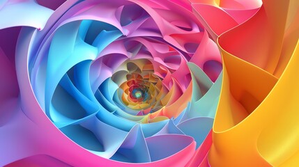 Poster - abstract colorful background with swirling, layered shapes.