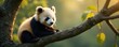 © Kathy - Adorable panda cub nestled in a Chinese tree branch , conservation, woodland, stock photo
