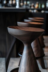 Aufkleber - A group of stools sitting on a wooden floor, great for interior design or furniture concept images