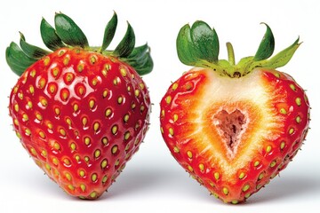Poster - Two ripe strawberries sit together, ready to be eaten or used in a recipe