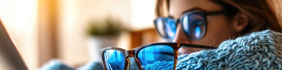 Poster - A close-up shot of a person wearing glasses, with a neutral expression