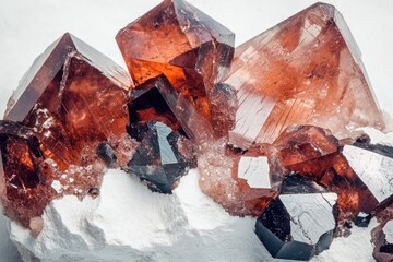 Poster - A cluster of red crystals sits atop a snowy surface