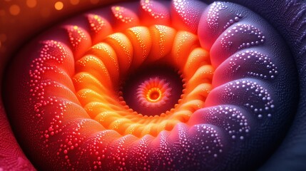 Aufkleber - Abstract fractal art, swirling spiral pattern in orange, red, and purple hues with textured details.
