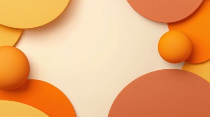 Aufkleber - abstract composition with orange and yellow shapes on cream background for modern design or creative