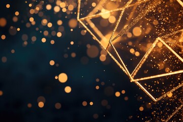 Poster - Abstract geometric shape with golden hues and sharp edges