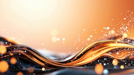 Aufkleber - Flowing Abstract Light Waves with Sparkles and Warm Tones in a Dreamlike Composition