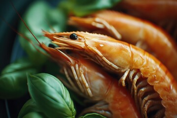Poster - A close-up shot of shrimp on a plate, great for food photography or illustrations