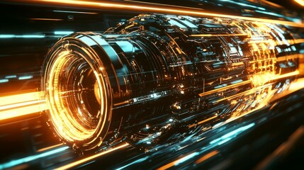 Poster - Futuristic Abstract Design with Glowing Elements and Dynamic Lines