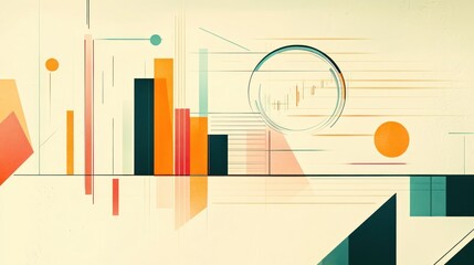 Poster - Abstract geometric design with pastel colors and shapes, reflecting modern design and technology.