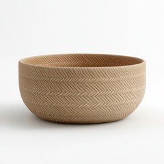 Poster - Natural Wooden Bowl with Intricate Herringbone Pattern for Kitchen or Dining Room Decor and Serving Needs