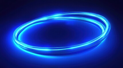 Aufkleber - Abstract glowing blue oval light circles on dark background.