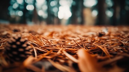 Poster - A collection of pine cones scattered on the forest floor, perfect for nature or outdoor-themed projects