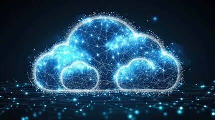Poster - abstract glowing cloud network connection digital data.