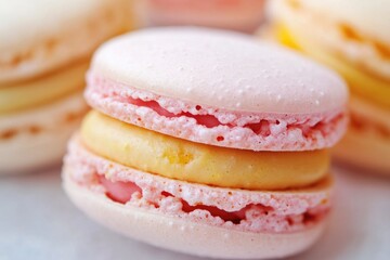 Poster - A stack of colorful macarons stacked on top of each other, perfect for baking or decorating