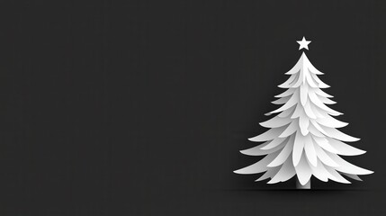 Poster - Modern flat design Christmas tree on the right side with a monochrome background