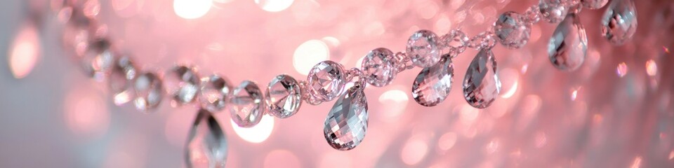 Aufkleber - A pink crystal chandelier hangs from the ceiling, adding elegance and sophistication to any room