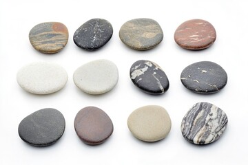 Poster - A collection of rocks situated on a clean and simple white background