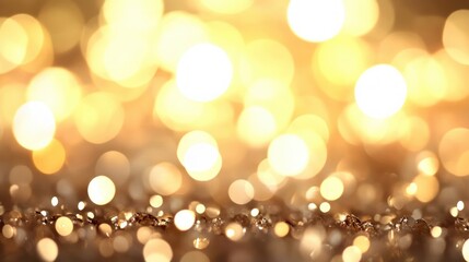 Poster - Soft Golden Bokeh Background with Shimmering Lights and Abstract Atmosphere for Creative Projects