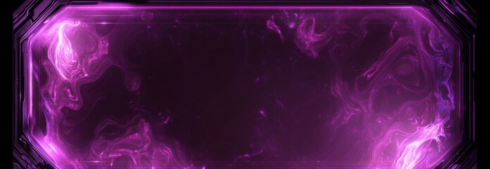 Fototapete - Immersive purple digital frame creating a futuristic vibe within a dark space filled with chaotic energy
