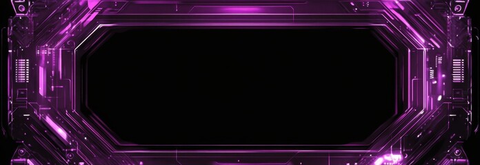 Aufkleber - Dynamic fusion of technology and art showcasing a thin purple digital frame against a stark black background, exuding an aura of modern innovation and creativity