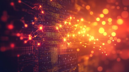 Fototapete - Abstract glowing network connections and data streams.
