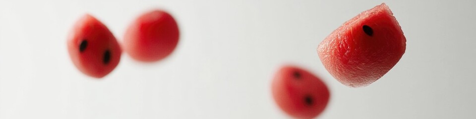 Poster - Fresh watermelon slices on a clean white surface