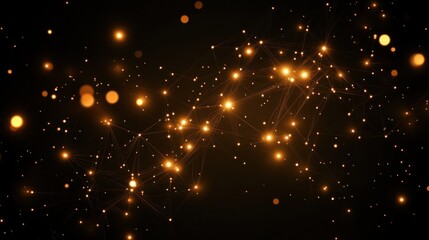 Aufkleber - Abstract glowing network of interconnected nodes and particles on a dark background.