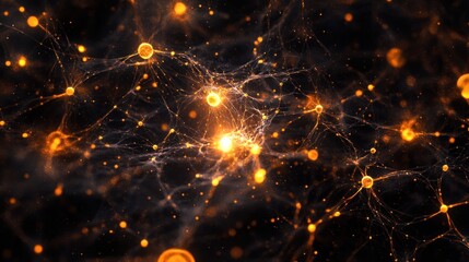 Aufkleber - Abstract glowing neural network connections.