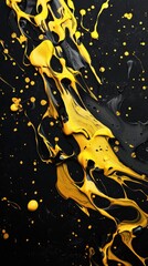 Poster - Bold yellow and black paint intertwines in a fluid, abstract pattern on a dark background. The vibrant colors and energetic movement create a striking visual contrast and artistic expression
