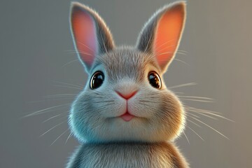 Wall Mural - Close-up photo of a rabbit's face with blurred background